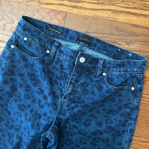 Talbots Slim Ankle Jeans Alluring Animal Leopard Print Size 8 with Stretch Denim - Picture 8 of 13